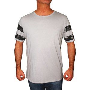 Loomstate Men's Striped Short Sleeve Crew Neck T-Shirt (Grey,XL)